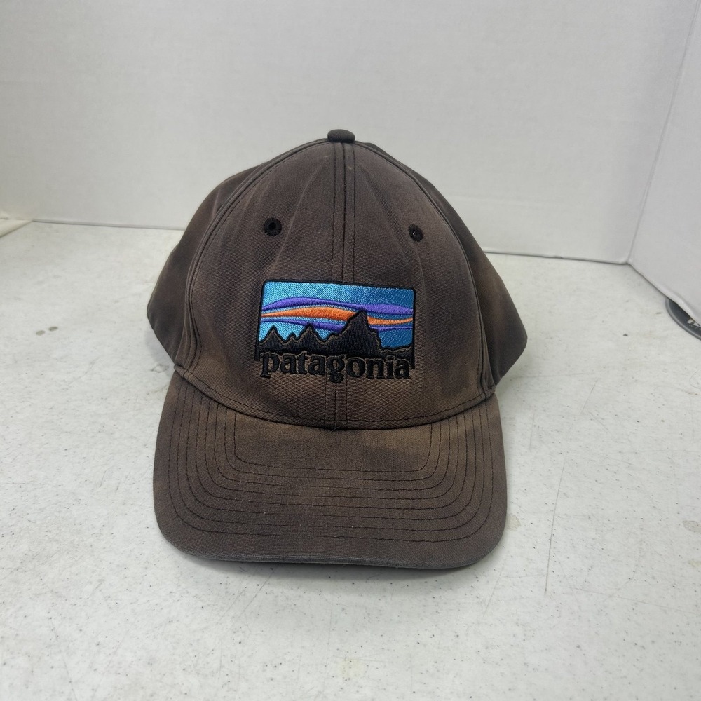 Patagonia P-6 Logo LoPro Trucker Hat Brown Faded Snapback Cap